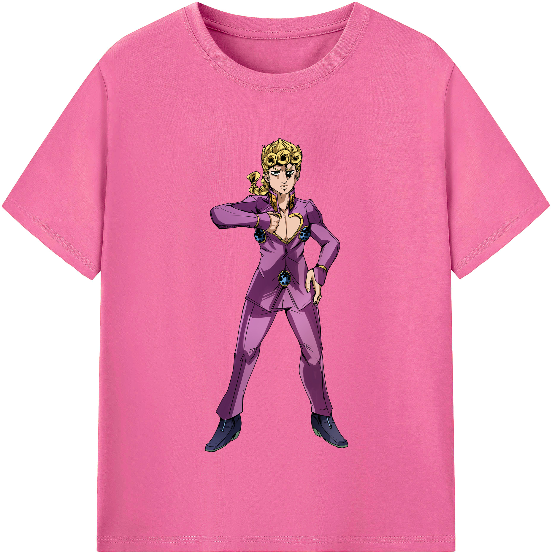 （画像用） ジョジョの奇妙な冒険 ジョルノ?ジョバァーナ JoJo's Bizarre Adventure Giorno Giovanna レディースカジュアルプリントTシャツ（綿100％）
